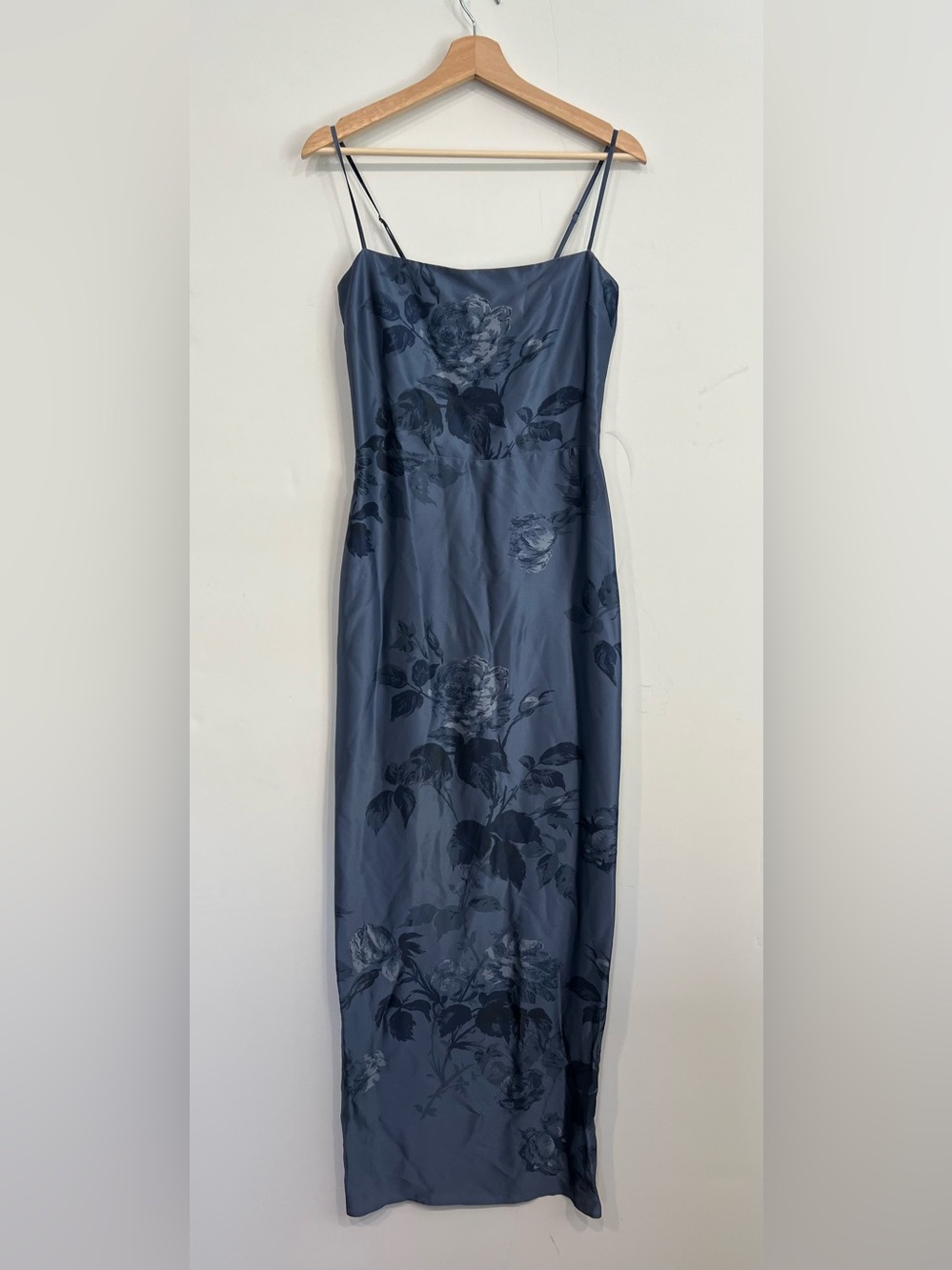 Reformation Blue Floral Satin Slip Gown - Picture 3 of 16